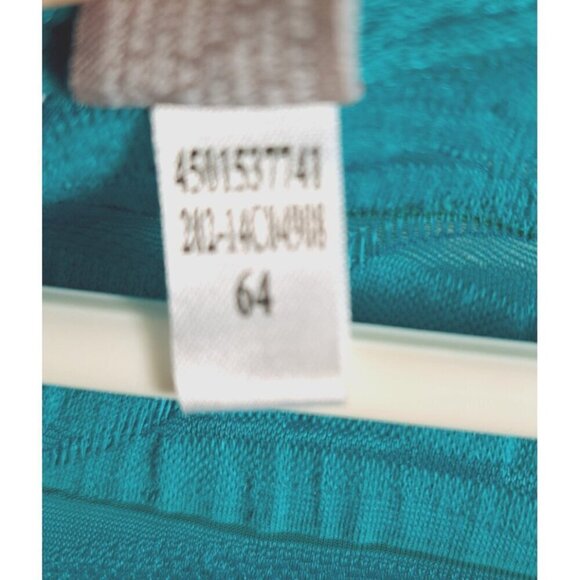 Chico's 3/XL V-Neck Teal Green 3/4 Sleeve Tone-on-Tone Sheer Stripe Top - Picture 4 of 6